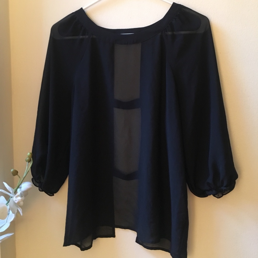 Sheer blouse with open back Sz S